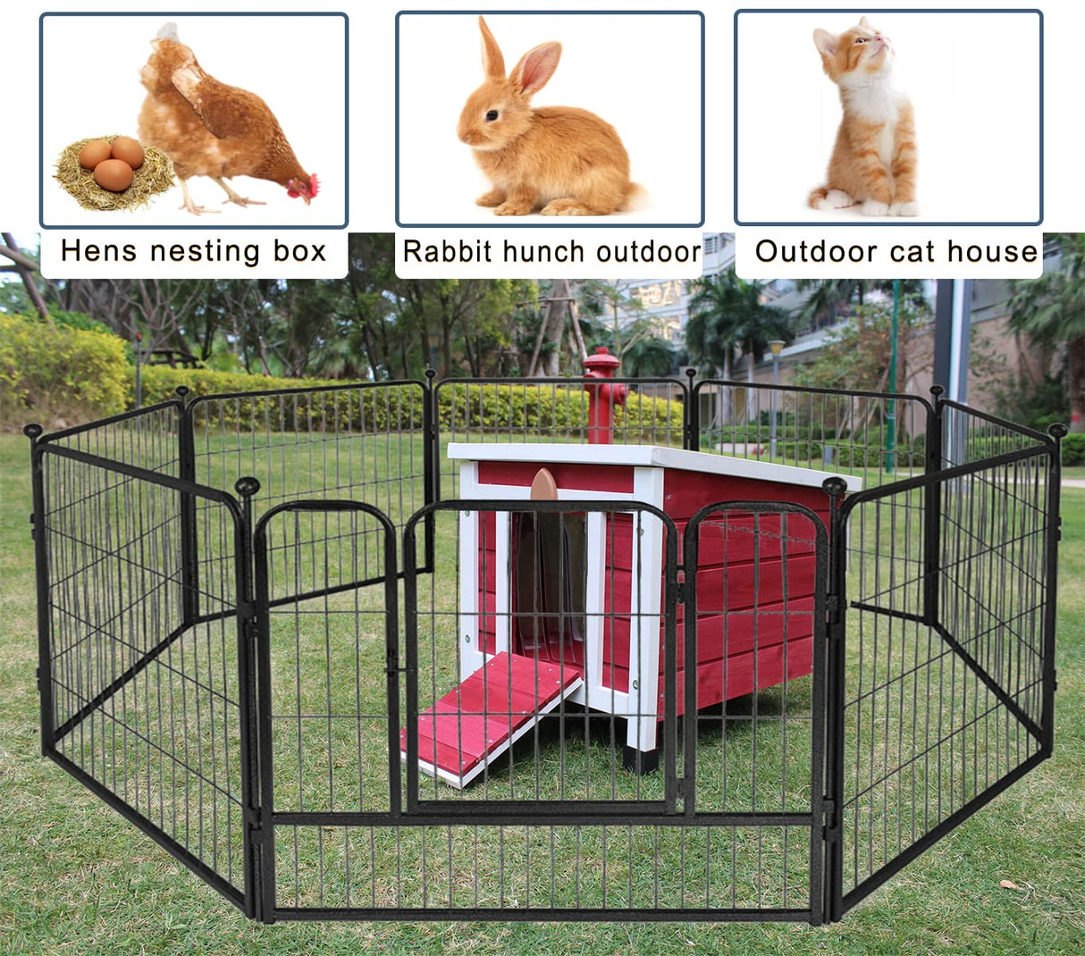 Rockever Outdoor Cat House,Outdoor cat Houses for Feral Cats Weatherproof Rabbit Hutch Small, Wooden Small Pet House and Habitats Rockever