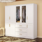 ECACAD White Extra Wide Wardrobe Armoire with 8 Doors, Drawers, Storage Shelves & Hanging Rods, Wooden Closet Storage Cabinet for Bedroom (79.1”W x ECACAD