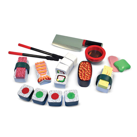 Melissa & Doug Sushi Slicing Play Food Set - Pretend Play Kitchen Toys, Wooden Sushi Food For Play, Pretend Sushi For Kids Ages 3+ Melissa & Doug