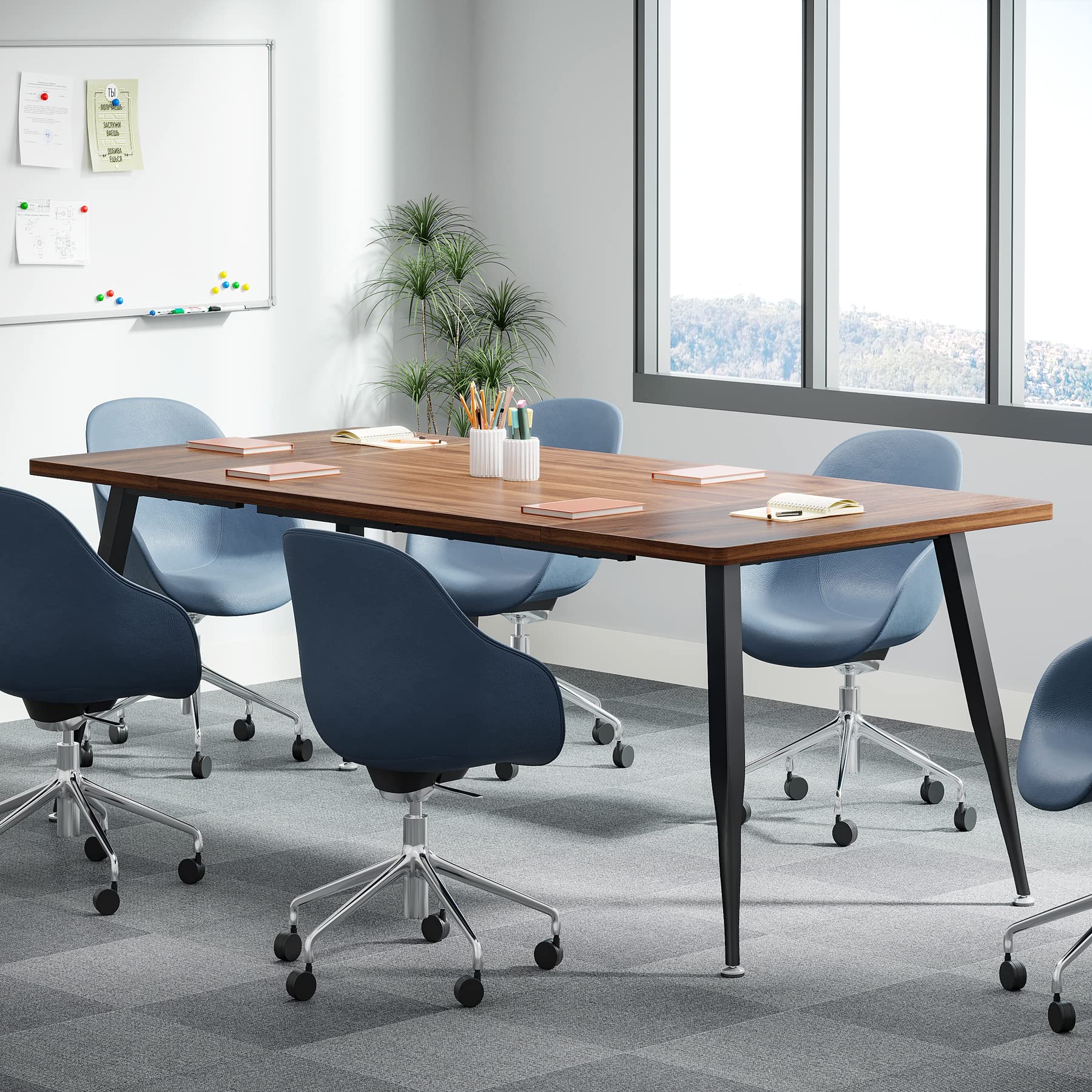 Tribesigns 6FT Conference Table, Rectangular Meeting Room Tables, Modern Industrial Seminar Table Boardroom Desk with Metal Legs for Office, 70.8’’ L - WoodArtSupply