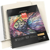 ARTEZA Mixed Media Sketchbook, 11 x 14 Inches, Pack of 2, 110lb/180gsm Mixed Media Paper, 120 Sheets, Spiral-Bound Multi Media Pads, Art Supplies for ARTEZA