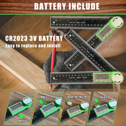 Digital Angle Finder Protractor, 2-in-1 Digital Miter Saw Protractor, 7 Inch/200mm ABS Angle Ruler, High Accuracy Miter Angle Measuring Tool for - WoodArtSupply