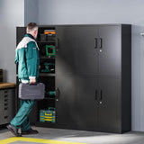 Letaya Metal Storage Cabinet with Lock Door, Adjustable Shelf Steel Cabinets for Office, Home,Pantry,Kitchen,Garage Utility Cabinet (4 Door-Black) Letaya