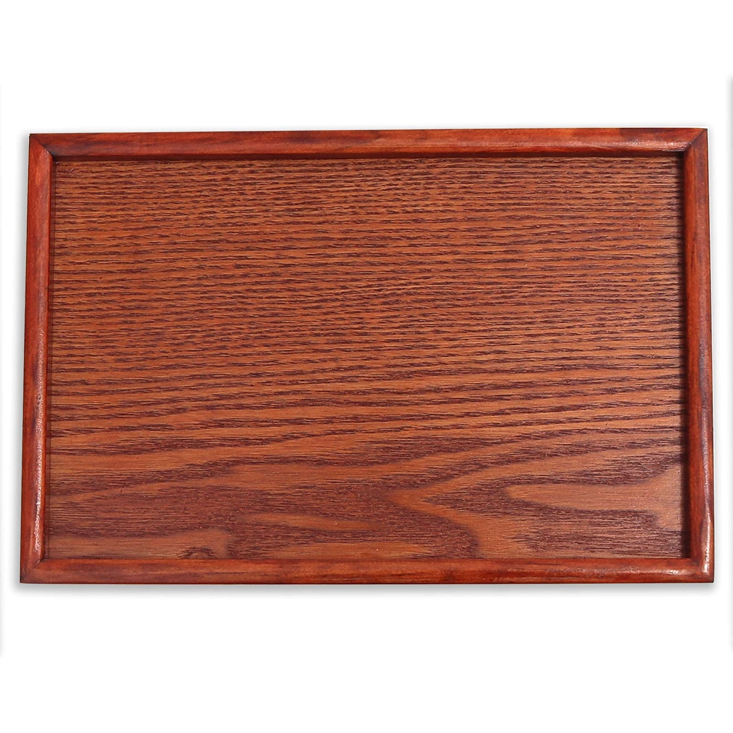 Solid Wood Serving Tray, Rectangle Non-Slip Tea Coffee Snack Plate, Food Meals Serving Tray with Raised Edges for Home Kitchen River-CJ