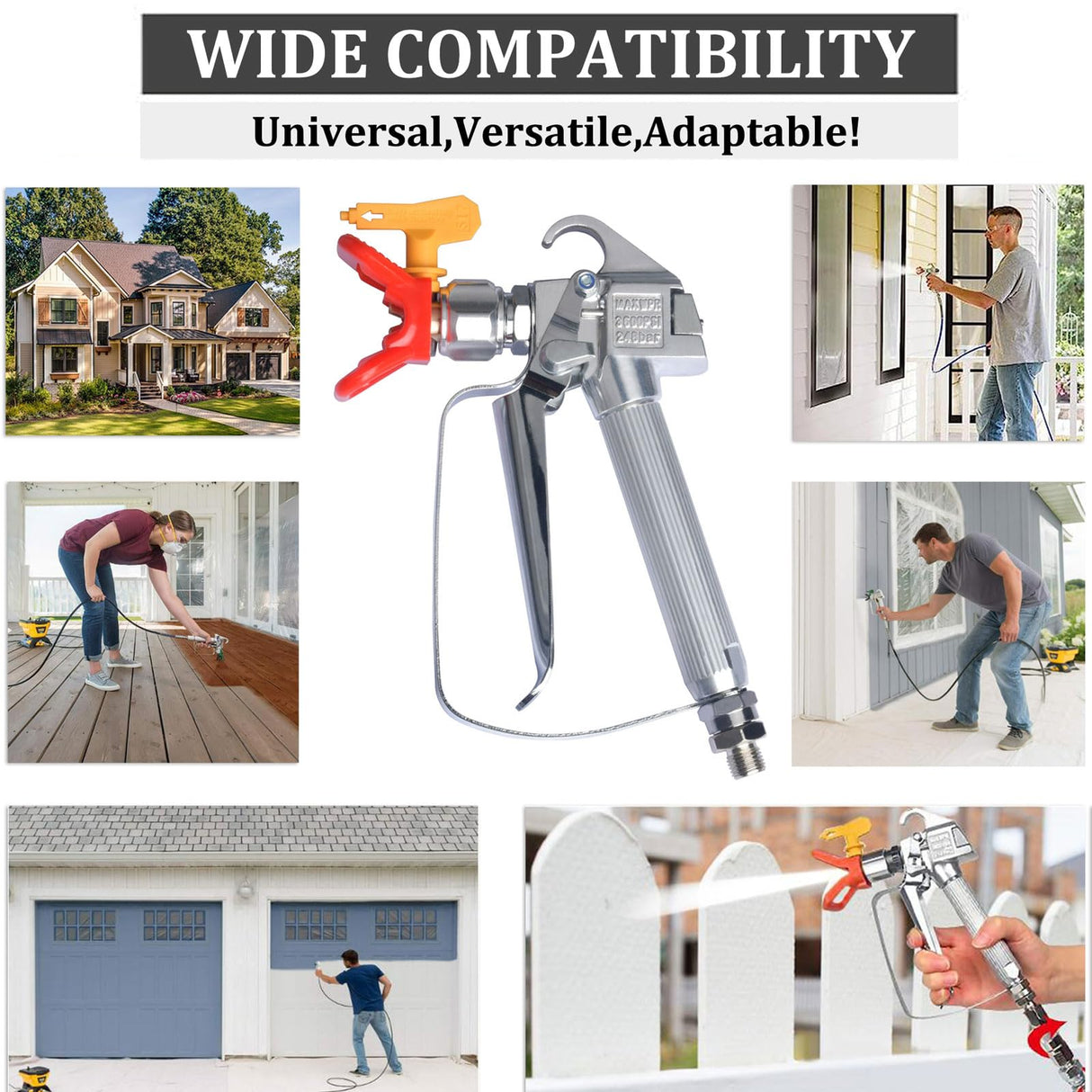 JWGJW Airless Paint Spray Gun & 517 Tip Suitable for All airless Paint Spraying Machines, Swivel Joint & High Pressure 3600 PSI (JW-122532) JWGJW