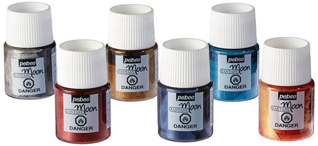 Pebeo Fantasy Moon Reactive Paints - Discovery Set of 6 Assorted Colors, 20 ml Bottles, Oil-Based Liquid Paint Kit, Professional Painting Supplies Pebeo