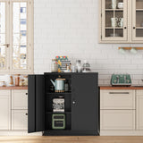 Fesbos Metal Storage Cabinet-36” Tall Steel File Cabinets with Lockable Doors and Adjustable Shelves-Black Steel Storage Cabinet for Home, School, Fesbos