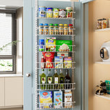 Delamu Pantry Door Organizer, Adjustable Metal Over the Door Pantry Organizer Rack, 6-Tier Over the Door Spice Rack, Kitchen Pantry Door Organizers Delamu