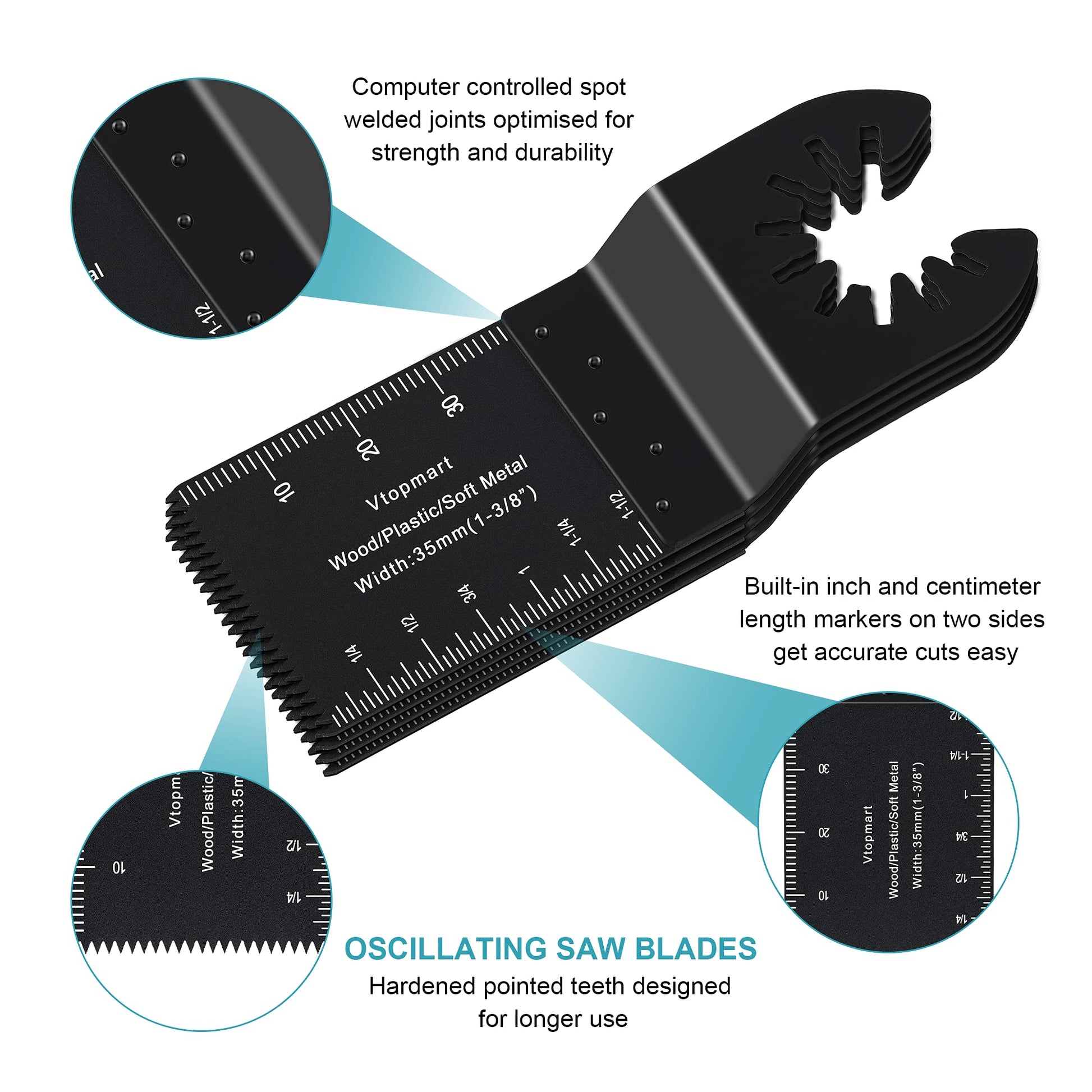 Vtopmart 24PCS Universal Metal Wood Oscillating Multitool Quick Release Saw Blades Compatible with Fein Multimaster Porter Cable Black & Decker Bosch - WoodArtSupply