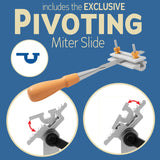 Adjustable Replacement Tool Rest Sharpening Jig for 6 inch or 8 inch Bench Grinders and Sanders • Includes a Pivoting Miter Slide and Flat Miter Peachtree Woodworking Supply