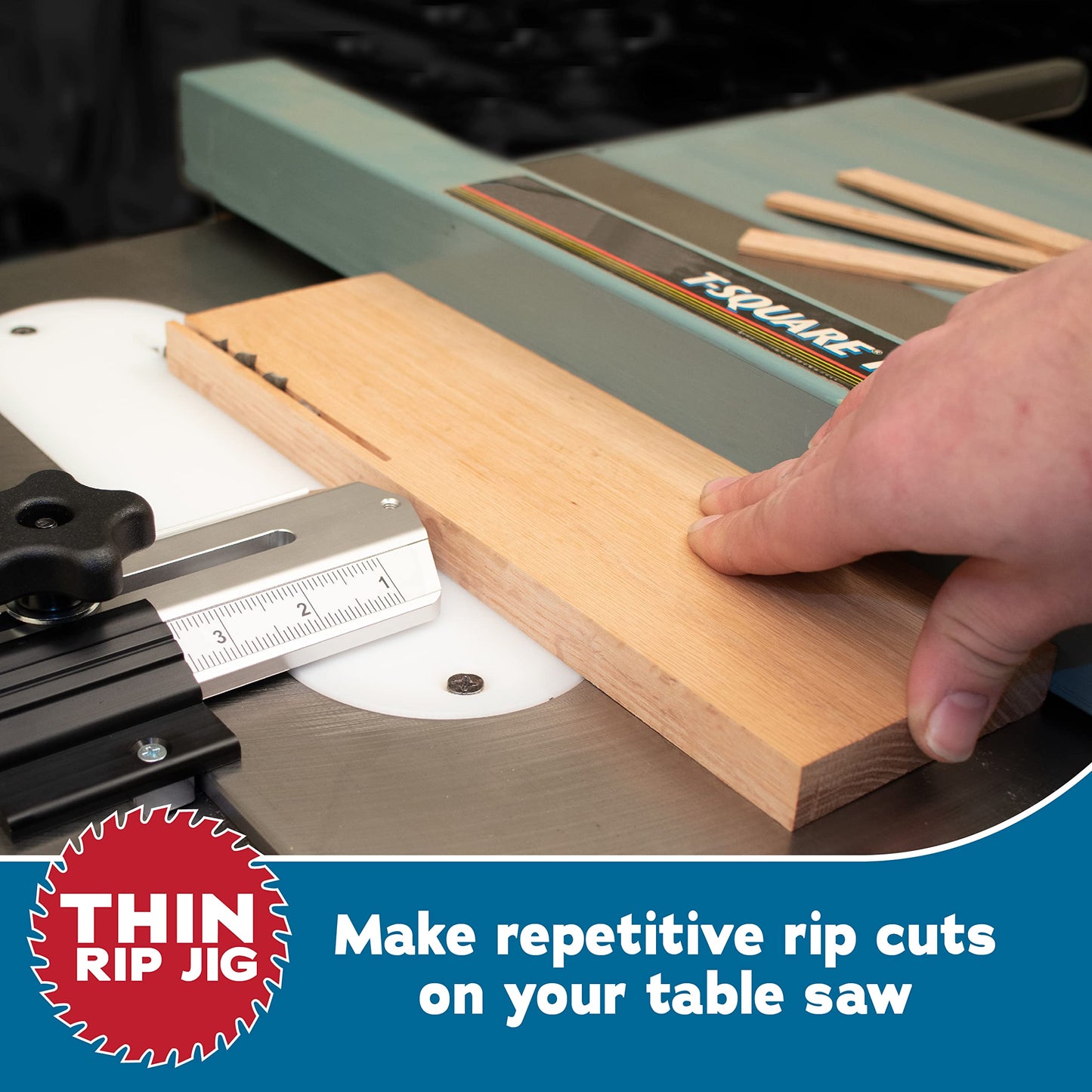 Thin Rip Jig Table Saw Jig for Making Repetitive Narrow Strip Cuts on Table Saws with 3/4" x 3/8" Miter Slots • Also Works with Many Router Tables