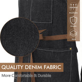 ROTANET Denim Work Apron with 3 Pockets Adjustable Bib Jean Tool Apron for Chef Kitchen Shop Cooking Grilling for Men Women Black ROTANET