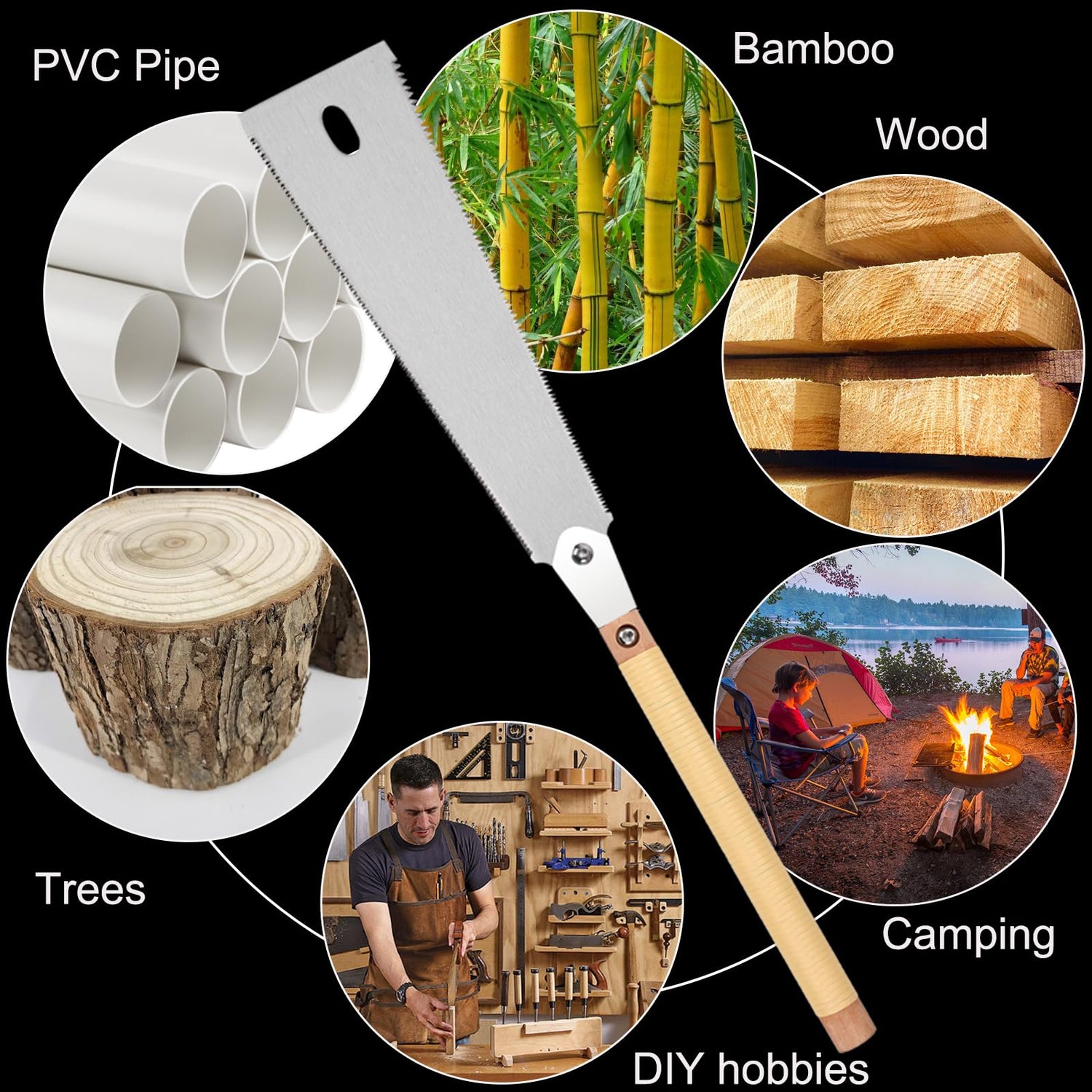 WEIMELTOY 10” SK5 Blade Hand Saw, Double Edge 3 Side Grinding Teeth Japanese Pull Saw, Impulse Hardening Steel Teeth,Sharp and Light Woodworking WEIMELTOY