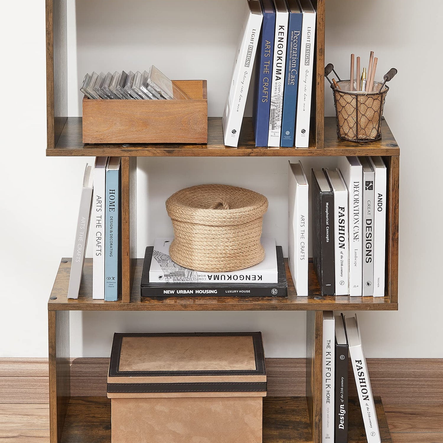 VASAGLE Rustic Brown 5-Tier Bookshelf and Room Divider with Sturdy Design VASAGLE