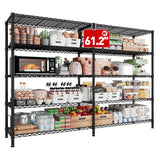 REIBII 61.2''W Storage Shelves 1500LBS Wire Shelving Unit 5 Tier Metal Shelving for Storage Rack Shelves for Storage Heavy Duty Garage Shelf Pantry REIBII