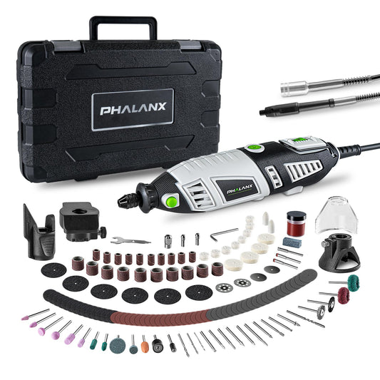 PHALANX 180W Rotary Tool Kit, 1.5-Amp 6 Variable Speed with Flex Shaft, 8000-35000RPM Rotary Multi-Tool& 213pcs Accessories Kit, Power Multiuse Set