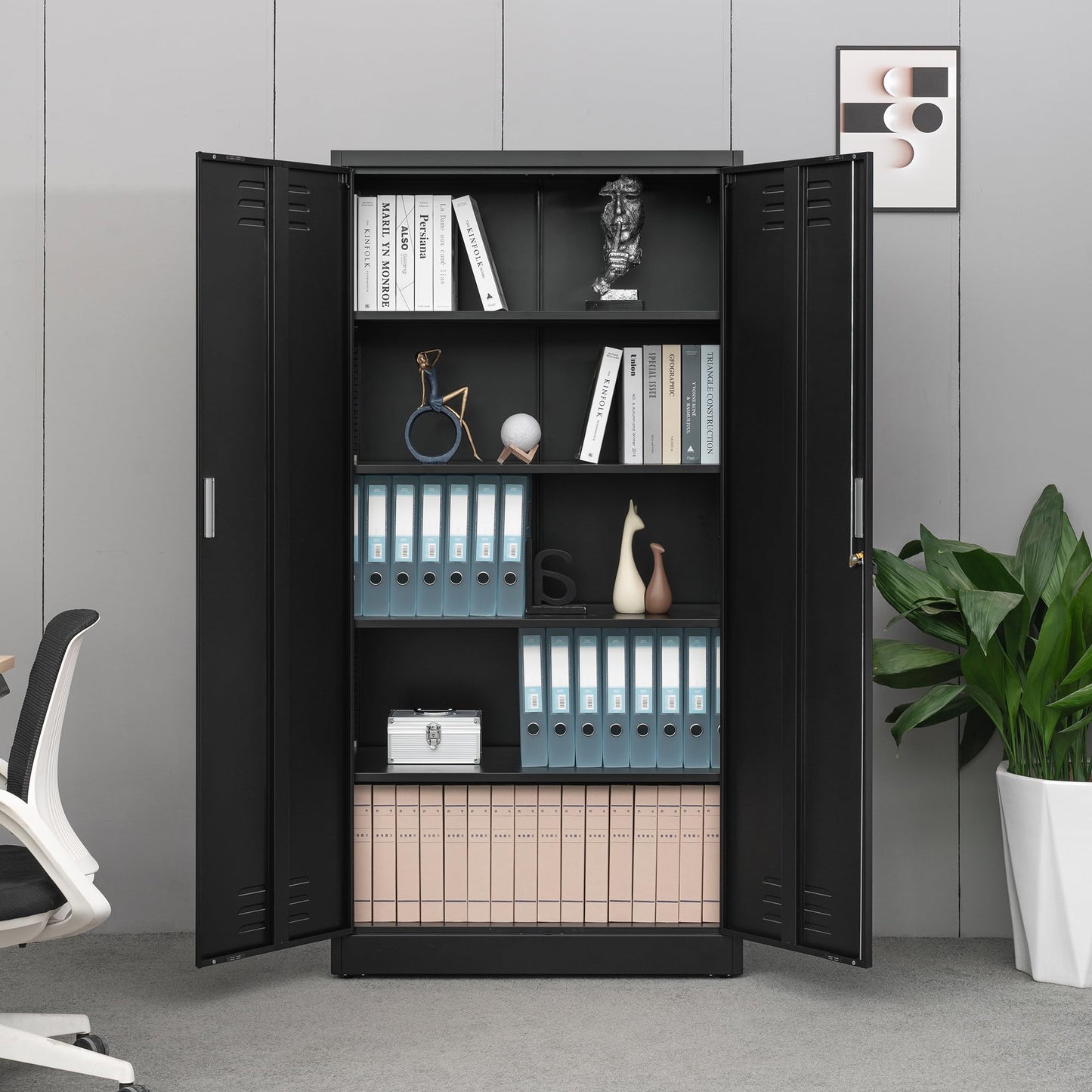 CMY Metal Storage Cabinet, 72" H x 36" W x 18" D Locking Cabinets with Doors and Adjustable Shelves for Garage, Office, Home, Warehouse-Black - WoodArtSupply