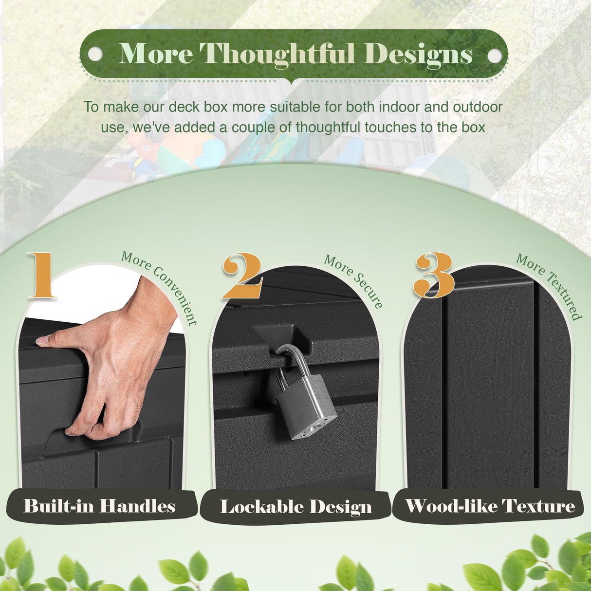 Homall 85 Gallon Large Resin Deck Box Waterproof Outdoor Storage with Padlock Indoor Outdoor Organization and Storage Container for Patio Furniture Homall