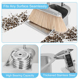 Heavy Duty Dustpan with Long Handle, VOOWO 43" Stainless Steel Dust Pan Standing Upright Dustpan, Indoor Outdoor Dust Pan with Handle for Kitchen and VOOWO