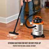 Armor All VO408S 0901 4 Gallon Wet/Dry Vac 3.0 Peak HP Shop Vacuum with 3 Nozzles and 1 Brush, Stainless Steel Tank, Orange Armor All