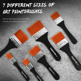 LIGHTWISH Set of 7 Flat Paint Brushes for Applying Gesso, Acrylic Paint, Oil Paint, Watercolor LIGHTWISH
