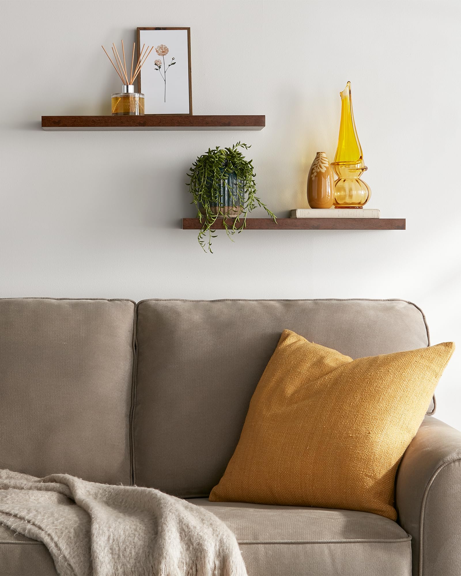 BAYKA Rustic Floating Shelves - 23" Wall-Mounted Wood Shelves for Home Organization - WoodArtSupply