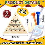 3 Packs Wooden Triangle Peg Games Triangle Wooden Board Game Family Board Game Wooden Strategy Toy Travel Games Teens and Adults Fun Learning Puzzles Zhanmai