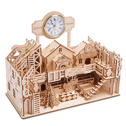 Hallisun 3D Wooden Puzzle for Adults, Santa's Factory Model Building Kits, Brain Teaser Educational Game Toys, DIY Handicraft Mechanical Birthday for - WoodArtSupply