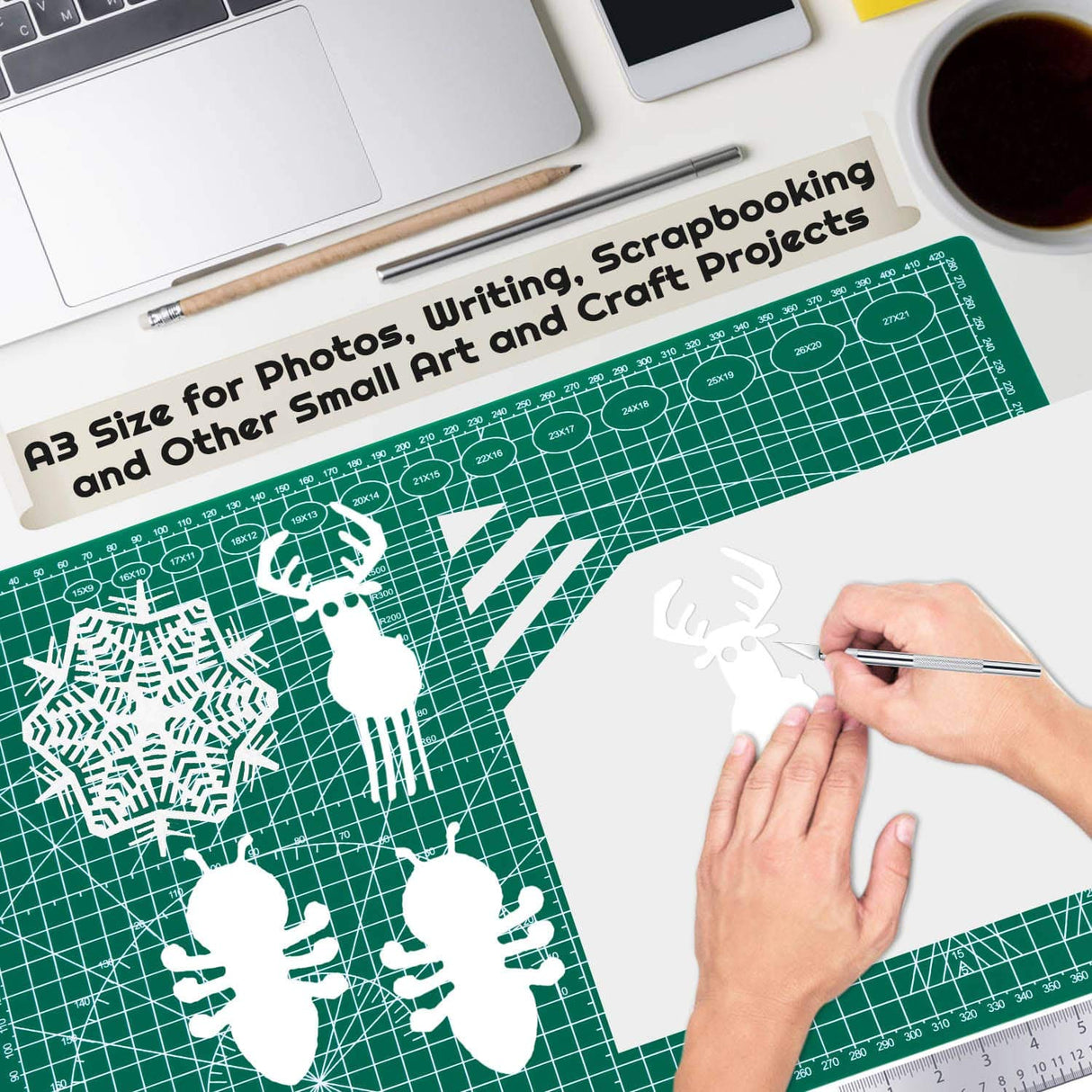 anezus Self Healing Sewing Mat, 12inch x 18inch Rotary Cutting Mat Double Sided 5-Ply Craft Cutting Board for Sewing Crafts Hobby Fabric Precision anezus