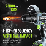 WORKPRO 20V Max Cordless Drill Driver Set, Electric Power Impact Drill Tool with 102 Pieces Accessories, 1/2'' Chuck Impact Drill Kit with Portable WORKPRO