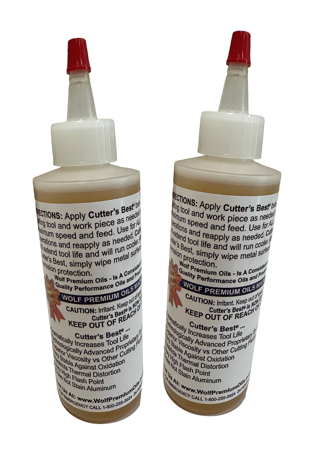Wolf Premium Oil Cutter's Best Cutting Fluid 4 oz bottle Pack of 2, for Drilling, Turning, Threading, Reaming, Tapping & Milling | Industrial Grade Wolf Premium Oils