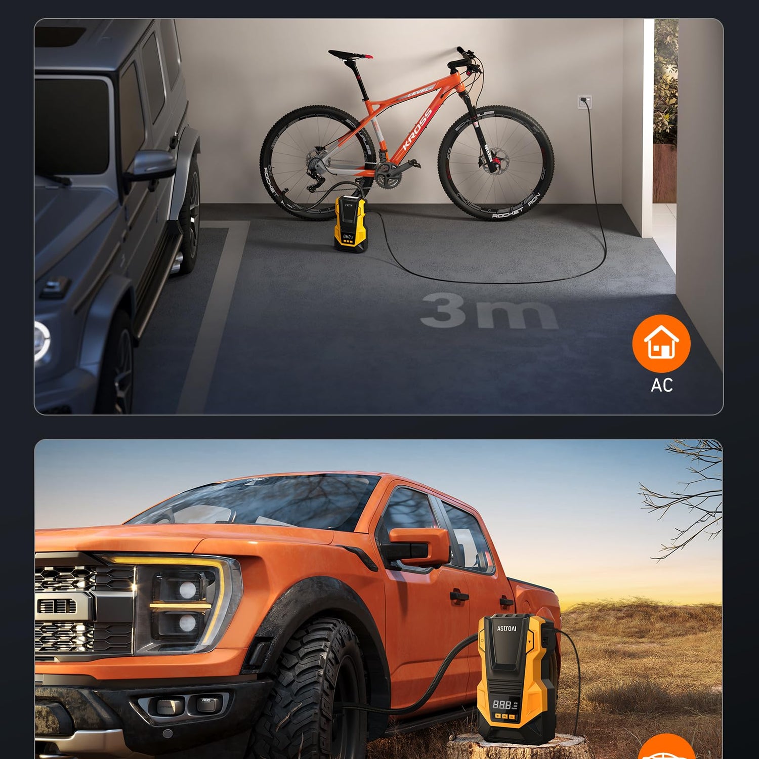 AstroAI AC/DC Tire Inflator Portable Air Compressor for Car, Air Pump for Car Tires, Car Accessories 150PSI with LED Light for Cars, Balls, AstroAI