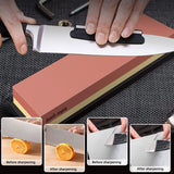 Intelitopia Complete Knife Sharpening Stone Set – Dual Grit Whetstone 400/1000 3000/8000 Knife Sharpener with Leather Strop, Flattening Stone, Bamboo Intelitopia