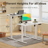 JOY worker Small Electric Standing Desk, 35" x 20" Whole Piece Height Adjustable Desk with Memory Controller, White Sit to Stand Desk Workstation for JOY worker