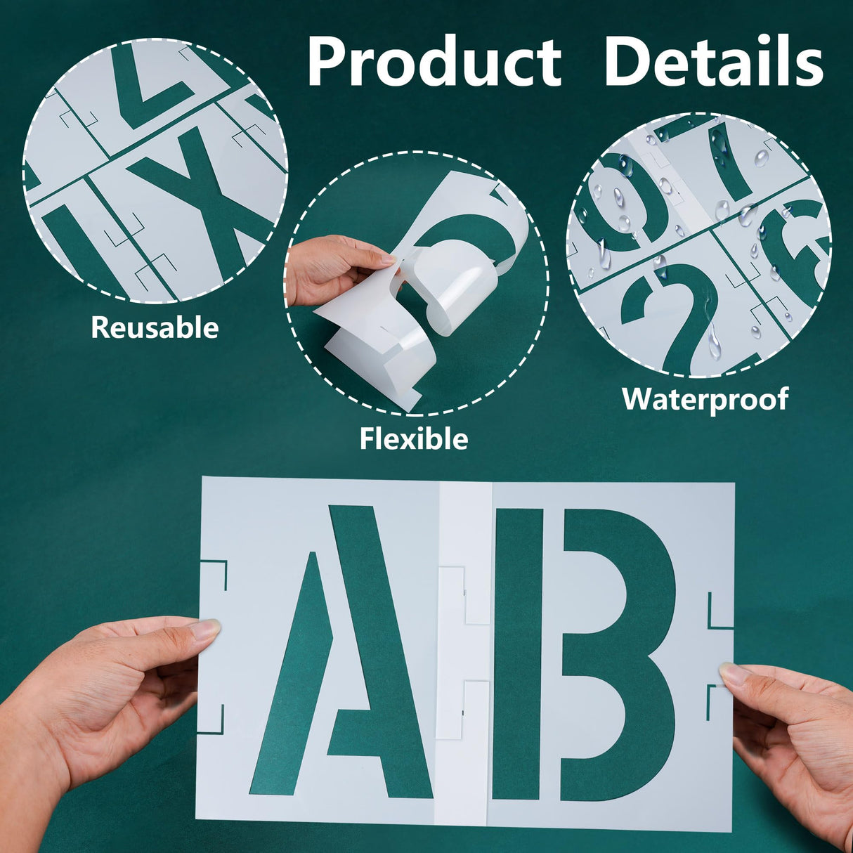 12 Inch Number Stencils Reusable Number Templates Interlocking Stencil Kit Plastic Large Size Number Stencils for Wood Wall Paper Fabric Glass Yushanju