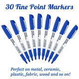 Shuttle Art Permanent Markers Bundle, 30 Pack Black and 30 Pack Blue Permanent Marker set,Fine Point, Works on Plastic,Wood,Stone,Metal and Glass for Shuttle Art