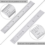 eBoot 2 Pack Stainless Steel Ruler Machinist Engineer Ruler, Rigid Metal Ruler with Inch Graduations 1/8, 1/16, 1/32, 1/64 Inch for Engineering, EBOOT