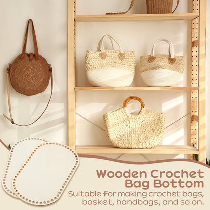 2 Pieces Wooden Crochet Bag Bottom Oval Crochet Basket Wood Base Blank Wooden Basket Bottoms Shaper for DIY Basket Weaving Crochet Supplies DIY Bag - WoodArtSupply