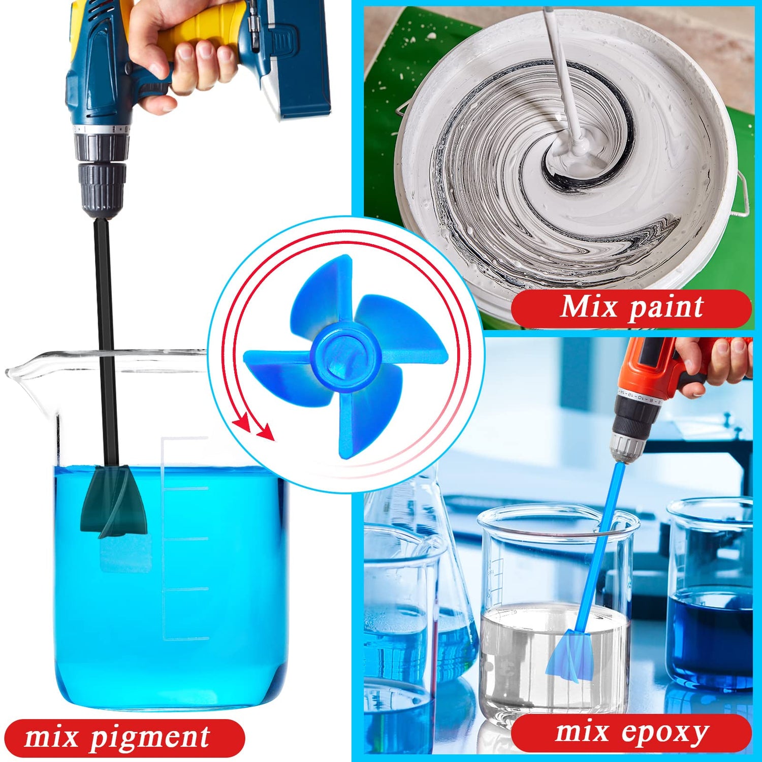 12 Pieces Paint Mixer Drill Attachment,Helix Paint Mixer Resin Drill Mixer Paint Stirrers Drill Attachment for 1 Gallon of Paint Epoxy Resin Silicone Lauwell