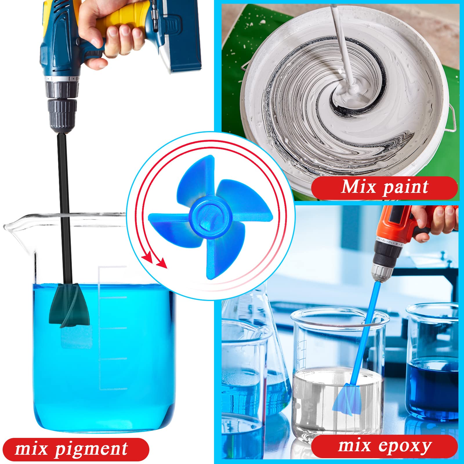 12 Pieces Paint Mixer Drill Attachment,Helix Paint Mixer Resin Drill Mixer Paint Stirrers Drill Attachment for 1 Gallon of Paint Epoxy Resin Silicone - WoodArtSupply