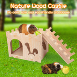 BWOGUE Extra Large Wooden Rabbit Castle Bunny House and Hideouts Detachable Small Animal Play Hideaway Hut for Indoor Adult Rabbit Guinea Pig BWOGUE