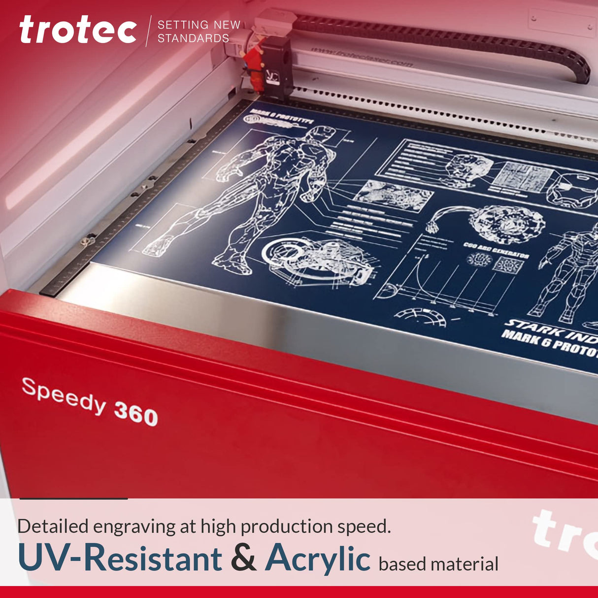 Trotec TroLase | 12"x20"x1/16", 4 Pcs | Gloss Black/White | 2 Ply | Modified Acrylic | Laser Engraving Double Color Plastic Sheet | Engraving Blanks TROTEC