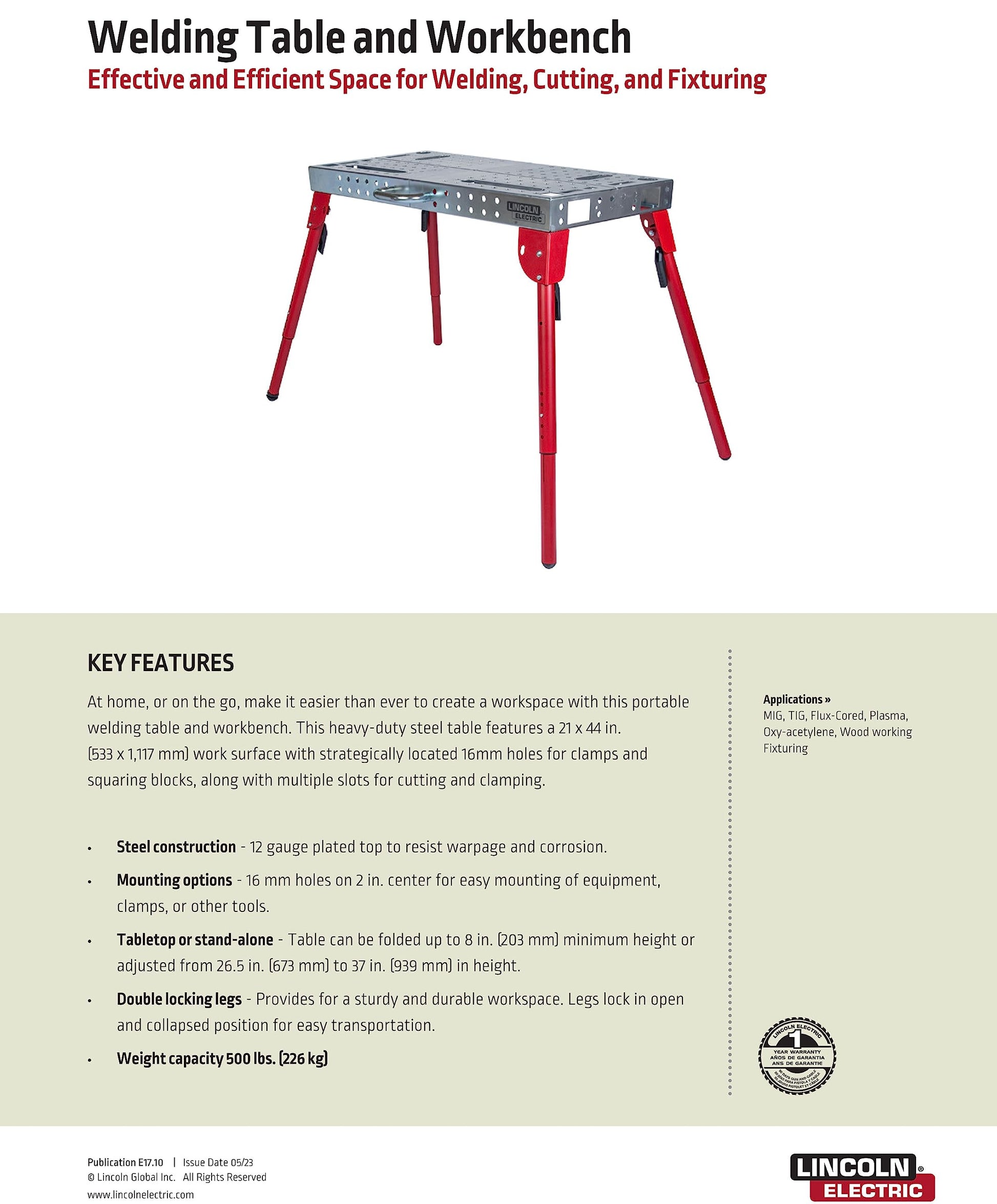 Lincoln K5334-1 Portable Welding Table Folding Workbench 21" x 44" - WoodArtSupply