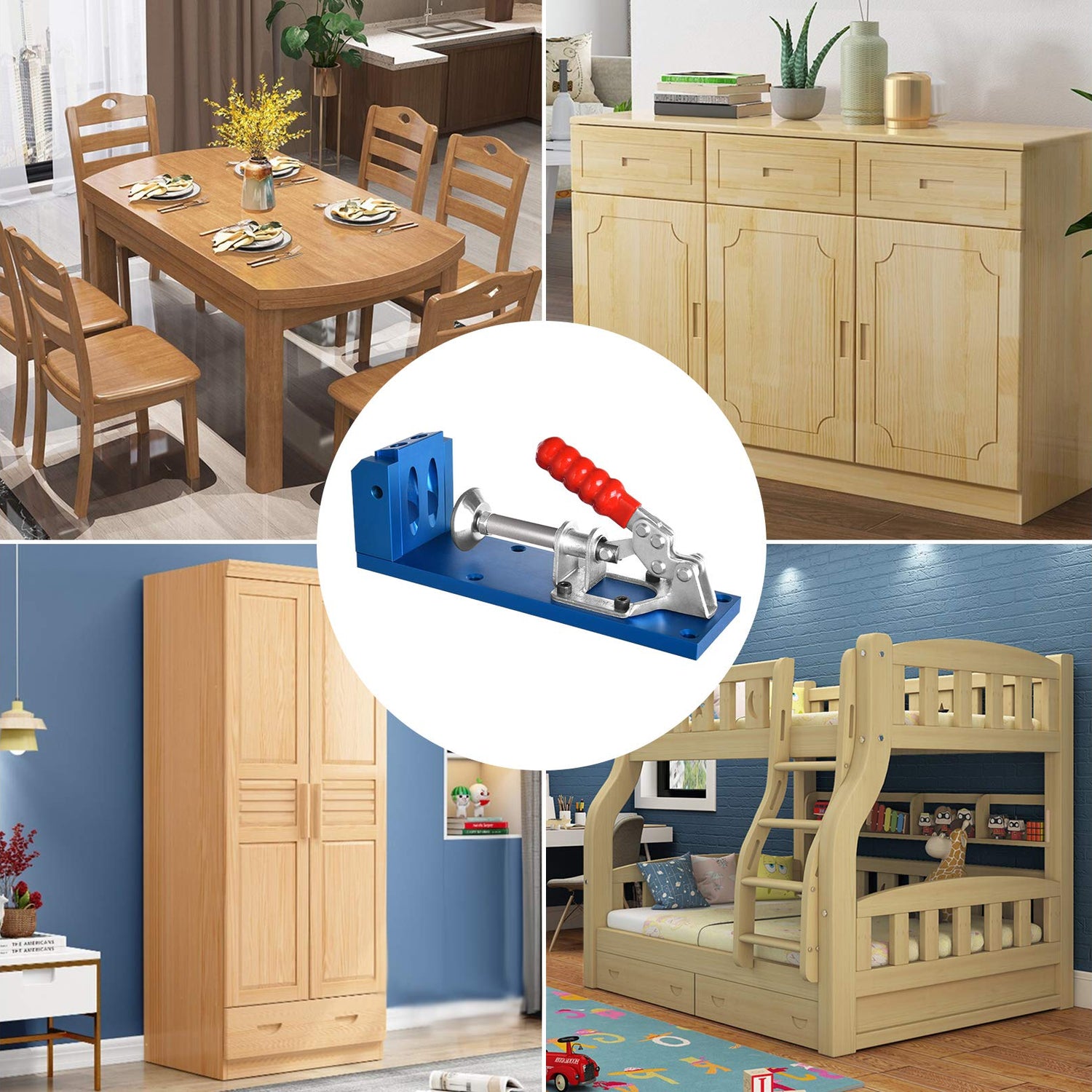 Pocket Hole Jig Kit Dowel Drill Joinery Screw Kit All-In-One Aluminum System Set Jig Wood Woodwork Guides Joint Angle Tool Carpentry Locator KingBaas