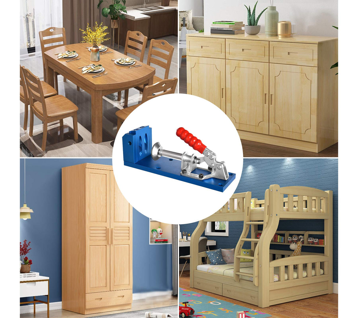 Pocket Hole Jig Kit Dowel Drill Joinery Screw Kit All-In-One Aluminum System Set Jig Wood Woodwork Guides Joint Angle Tool Carpentry Locator KingBaas