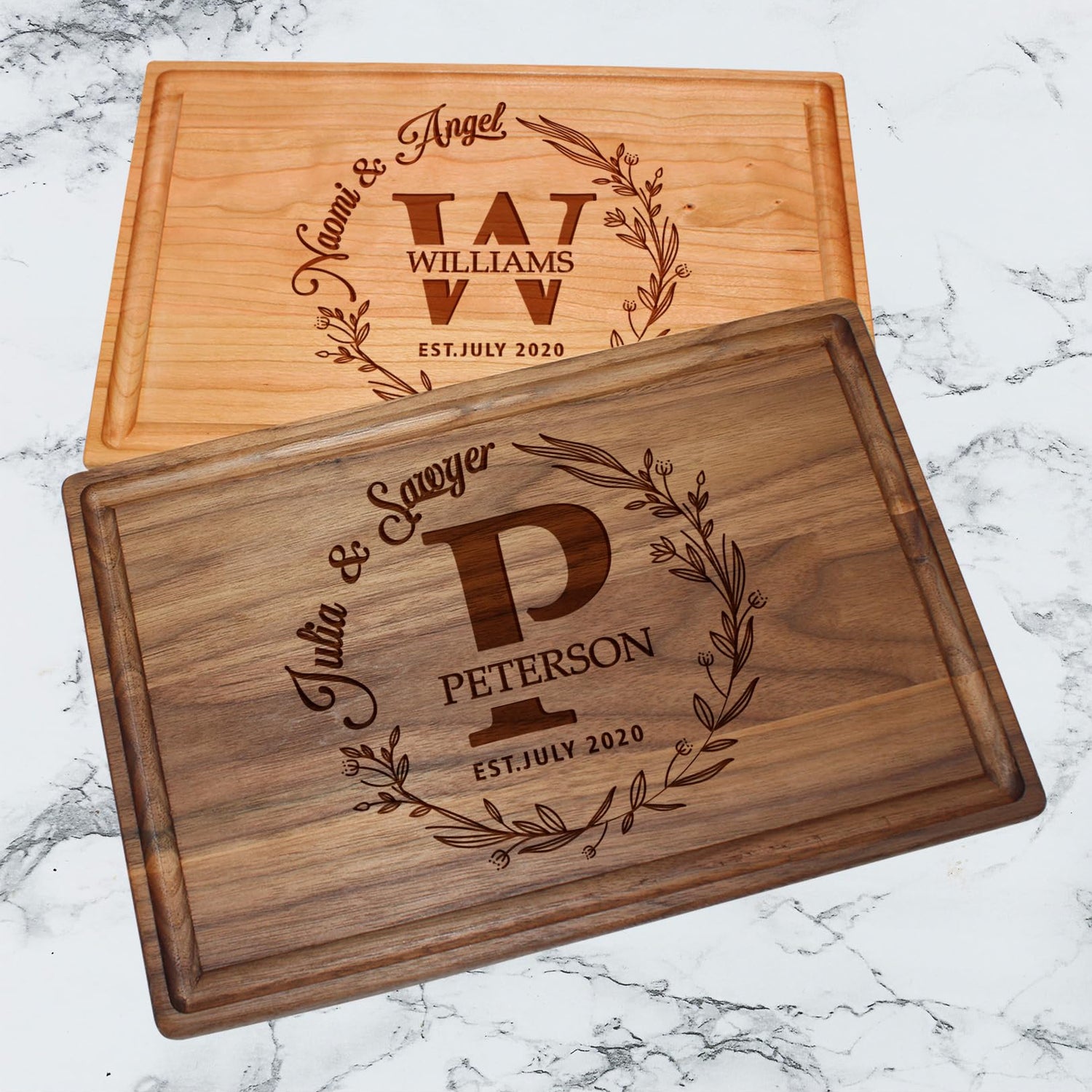 Silverhill Design Customized Love: Personalized Engraved Wood Cutting Boards for Couples - Ideal Gift for Weddings, Anniversaries, Housewarming and Silverhill Design