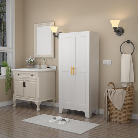 winiowa Metal Pantry Cabinet with 2 Doors and Adjustable Shelves, 61"Kitchen Storage cabinets with Gold Handles, Versatile Storage for Laundry winiowa