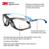 3M Safety Glasses, Virtua CCS and Virtua Sport CCS 2-Pack, Anti-Fog, Anti-Scratch, Clear Lens, ANSI Z87, Corded Ear Plug Control System, Removable 3M