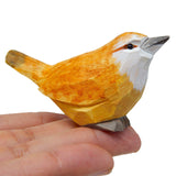 Selsela Carolina Wren Wood Figurine Statue Common Bird Miniature Handmade Art Craft Carve Small Animal Selsela
