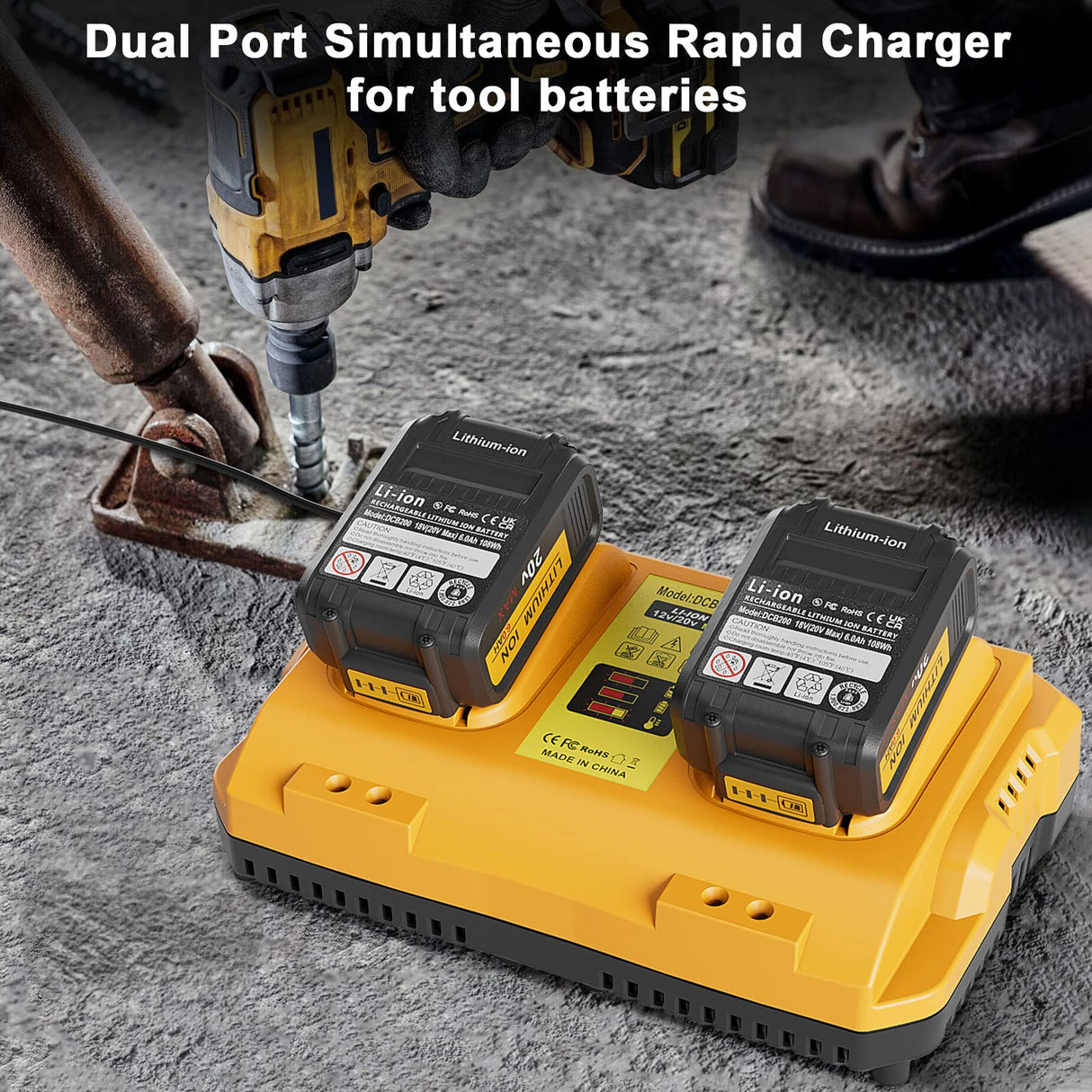 DCB102 Dual Charging Station Replacement for Dewalt 20V Battery Charger Compatible with Dewalt 12/ 20V MAX Battery DCB200 DCB205 DCB206 DCB606 DCB609 Lomrige